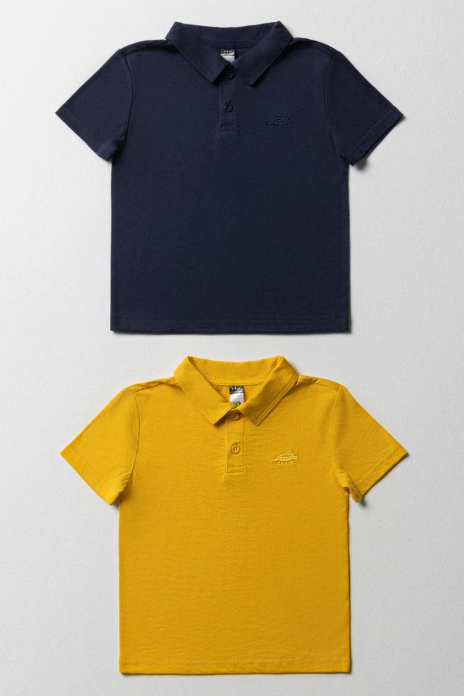 2 Pack Short Sleeve Golfers Yellow & Navy