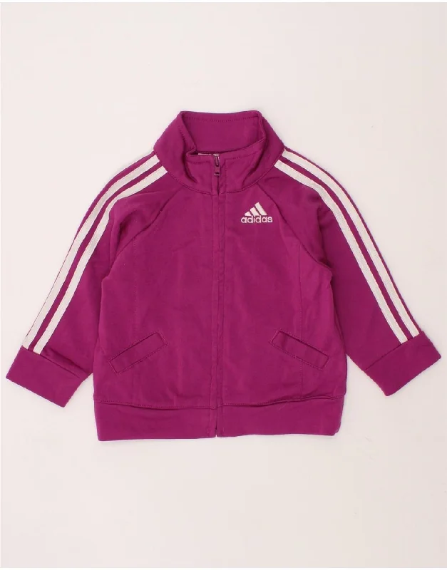 ADIDAS Baby Girls Graphic Tracksuit Top Jacket 6-9 Months Pink Polyester