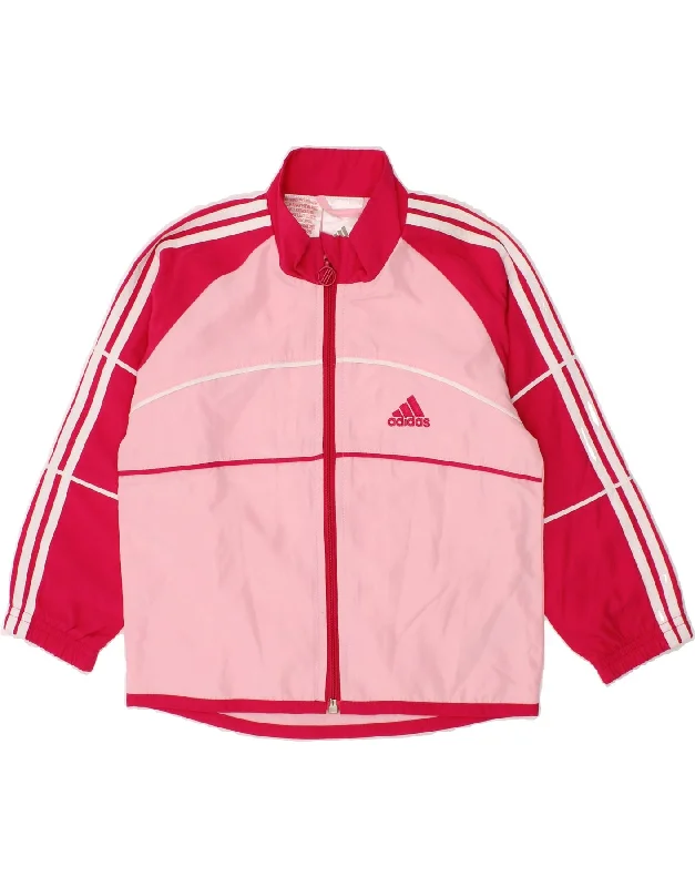 ADIDAS Baby Girls Tracksuit Top Jacket 12-18 Months Pink Colourblock