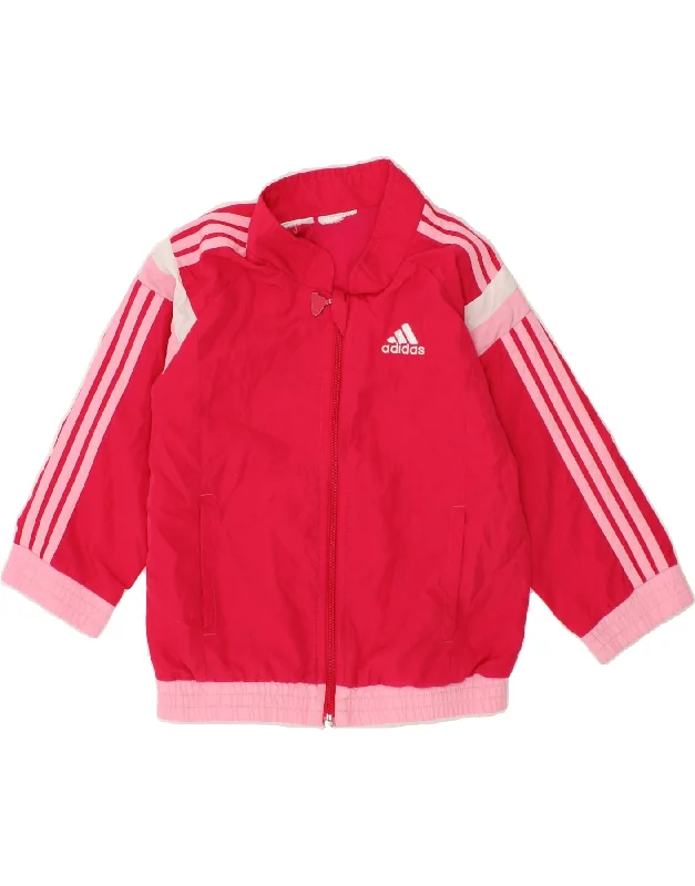 ADIDAS Baby Girls Tracksuit Top Jacket 18-24 Months Pink Colourblock