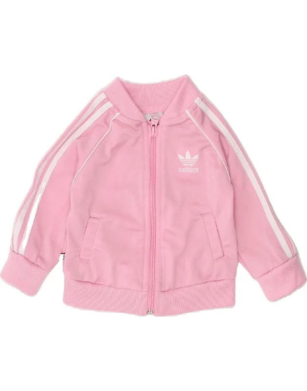 ADIDAS Baby Girls Tracksuit Top Jacket 3-6 Months Pink Polyester