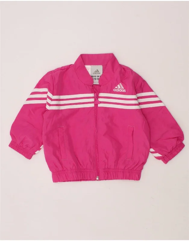 ADIDAS Baby Girls Tracksuit Top Jacket 3-6 Months Pink Polyester