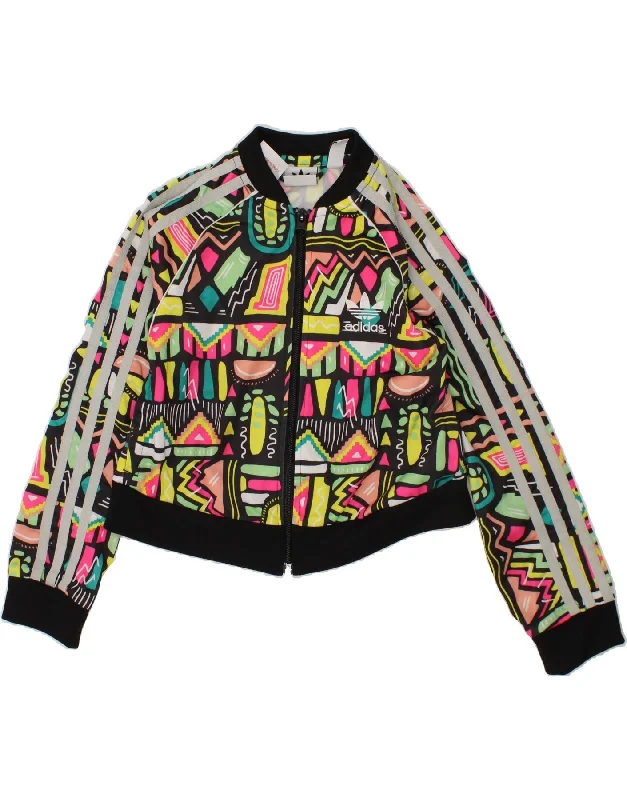 ADIDAS Girls Graphic Tracksuit Top Jacket 7-8 Years Multicoloured