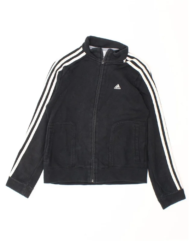 ADIDAS Girls Tracksuit Top Jacket 11-12 Years Black