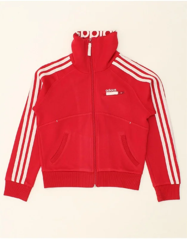 ADIDAS Girls Tracksuit Top Jacket 11-12 Years Large Red Polyester