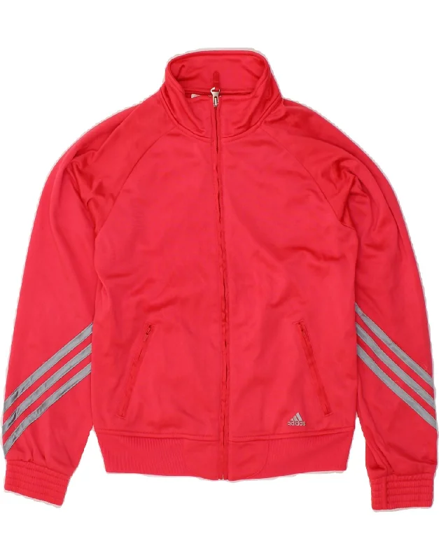 ADIDAS Girls Tracksuit Top Jacket 11-12 Years  Pink Polyester