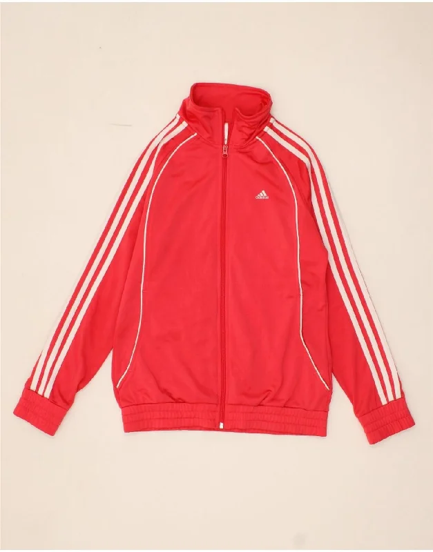 ADIDAS Girls Tracksuit Top Jacket 14-15 Years Pink Polyester