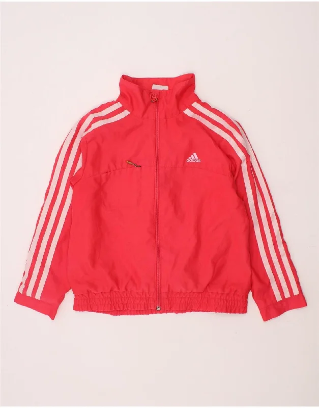 ADIDAS Girls Tracksuit Top Jacket 4-5 Years Pink Polyester