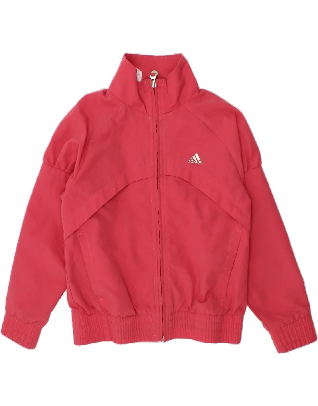 ADIDAS Girls Tracksuit Top Jacket 5-6 Years Pink Polyester