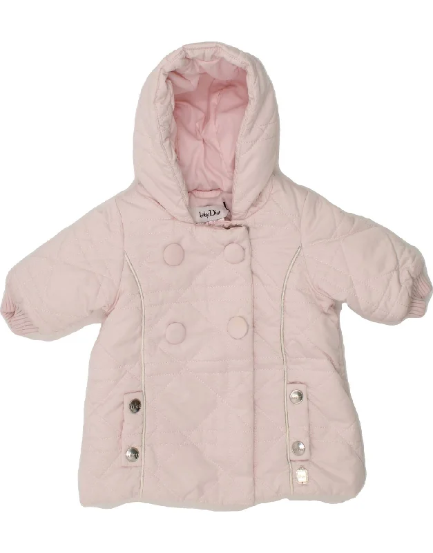 BABY DIOR Baby Girls Hooded Quilted Jacket 0-3 Months Pink Polyamide