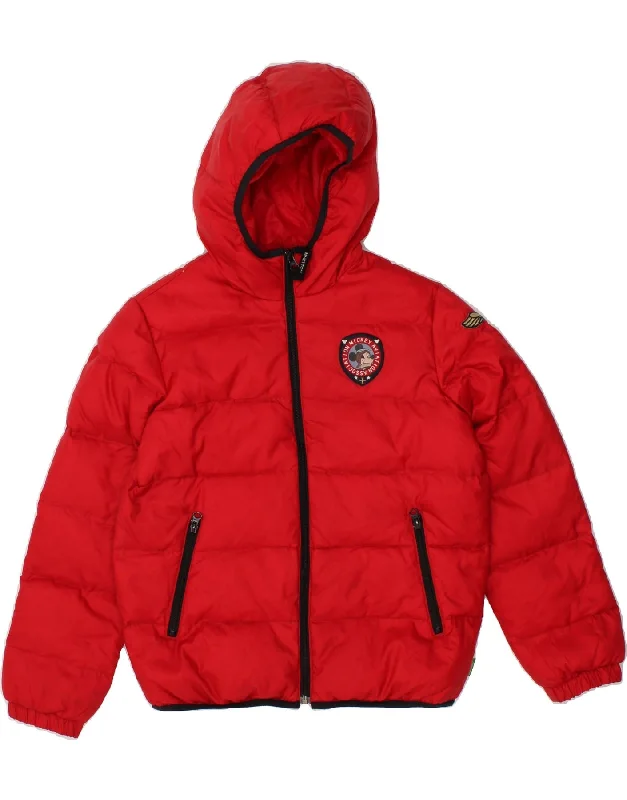 BENETTON Girls Disney Graphic Hooded Padded Jacket 10-11 Years XL Red