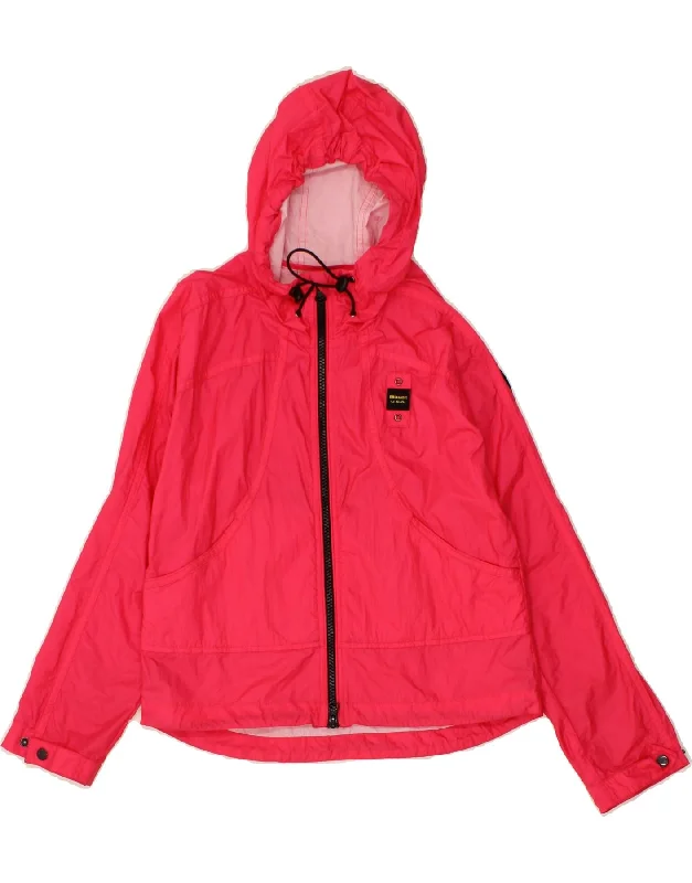 BLAUER Girls Hooded Rain Jacket 9-10 Years Pink Polyamide