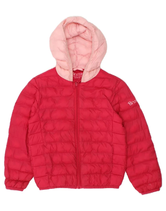 BRUMS Girls Hooded Padded Jacket 4-5 Years Red Colourblock