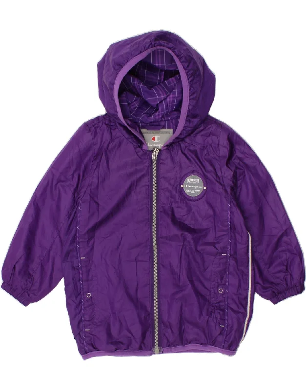 CHAMPION Baby Girls Hooded Rain Jacket 9-12 Months Small Purple Polyester