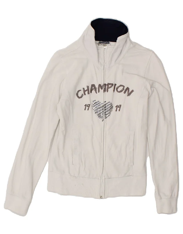 CHAMPION Girls Graphic Tracksuit Top Jacket 11-12 Years Large  White