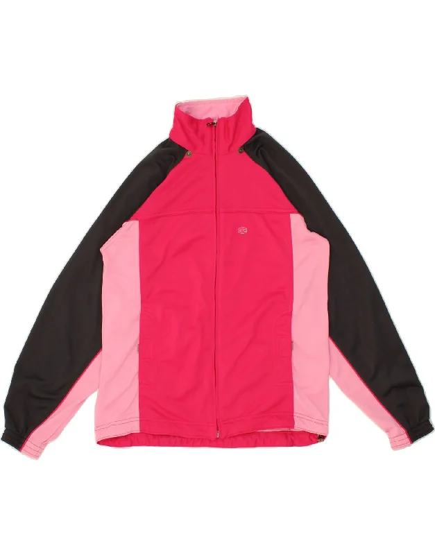 CHAMPION Girls Tracksuit Top Jacket 13-14 Years Pink Colourblock Polyester