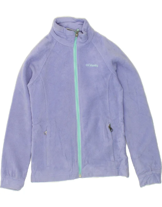 COLUMBIA Girls Fleece Jacket 10-11 Years Medium Blue Polyester