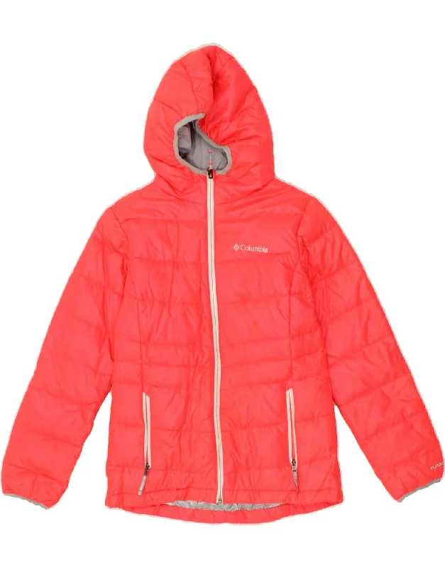 COLUMBIA Girls Hooded Padded Jacket 10-11 Years Medium  Pink Polyester