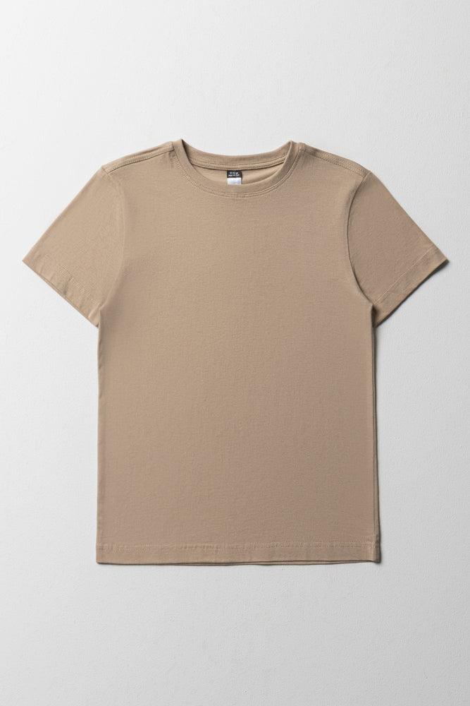 Crew Neck Short Sleeve T-Shirt Natural