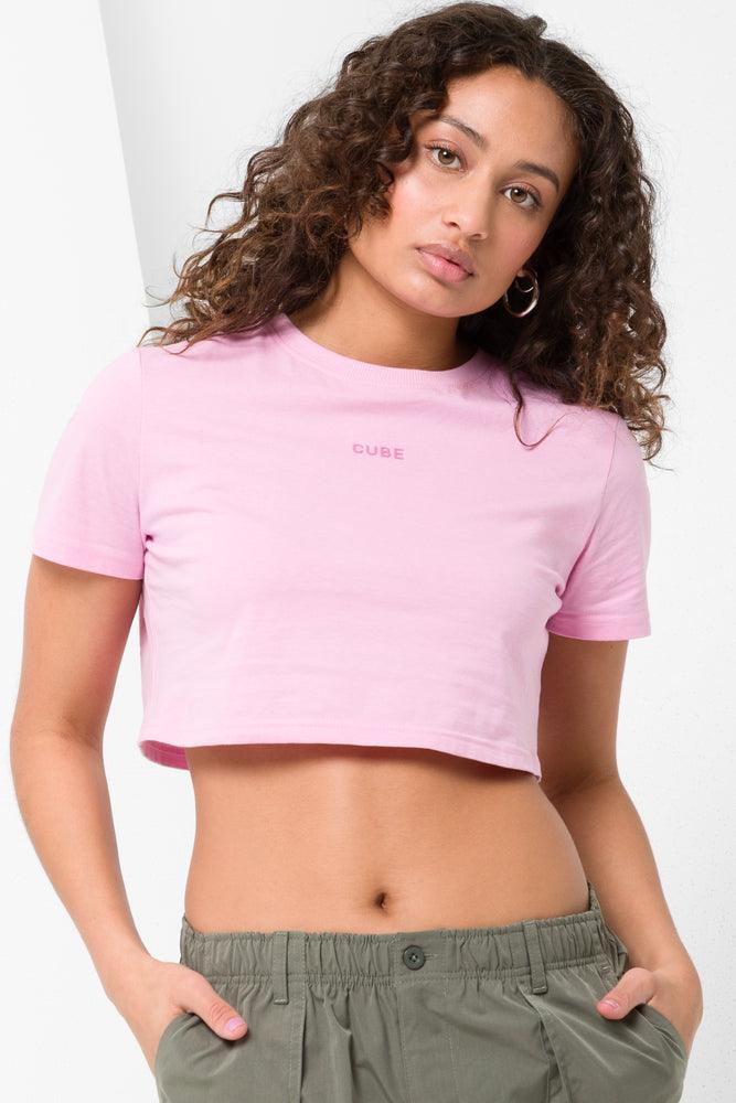 Cropped Short Sleeve T-Shirt Pink