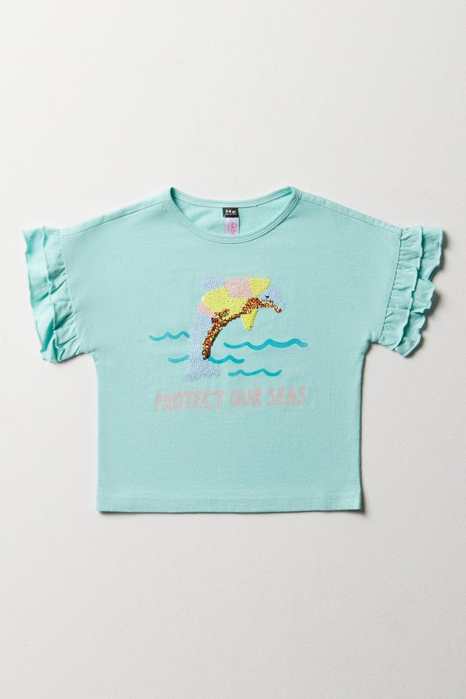 Dolphin Frill Short Sleeve T-Shirt Green