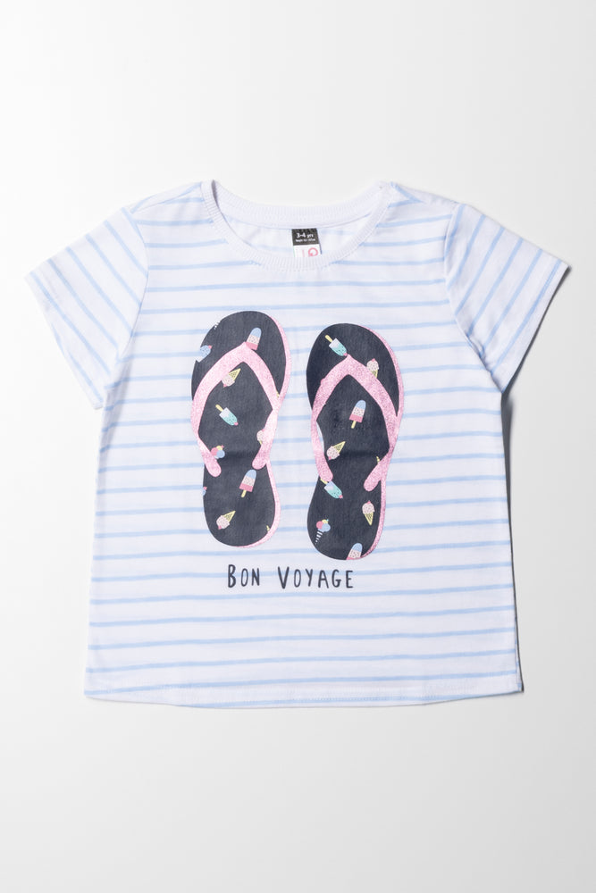 Flip-Flop Striped Short Sleeve T-Shirt Blue