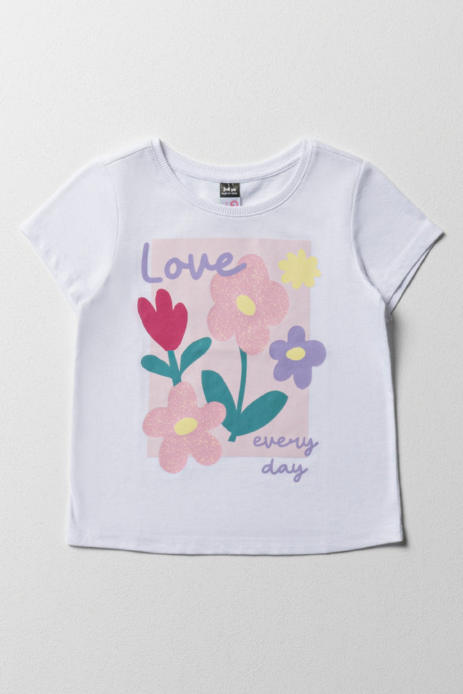 Flower Short Sleeve T-Shirt White