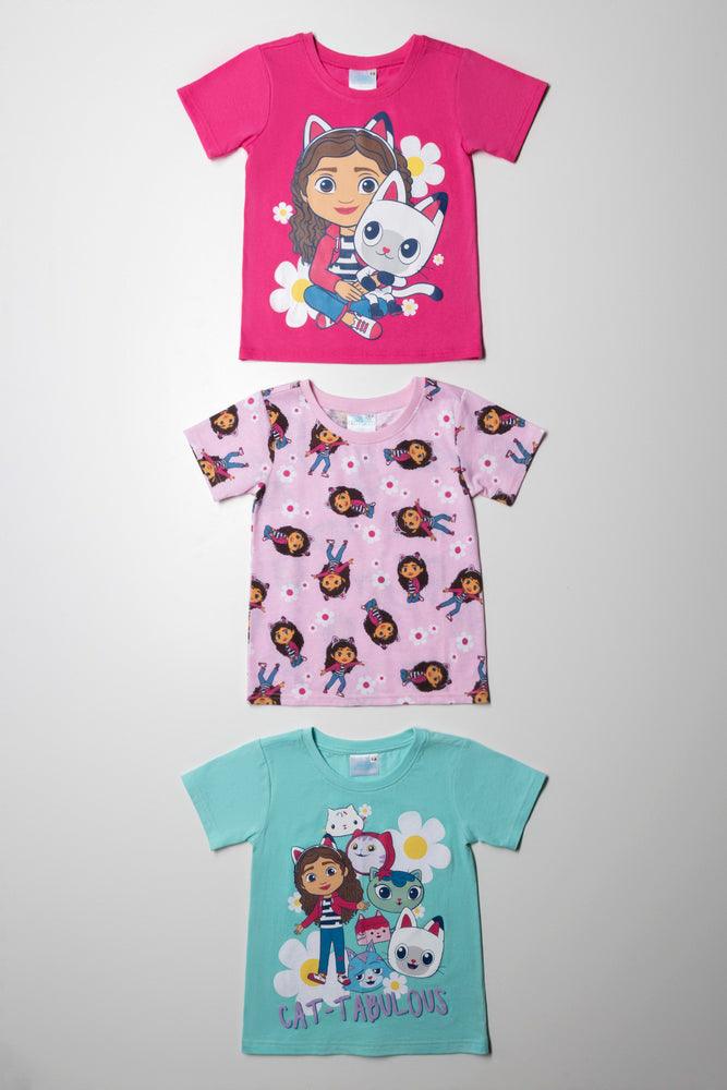 Gabby'S Dollhouse 3 Pack Short Sleeve T-Shirts Pink & Light Blue