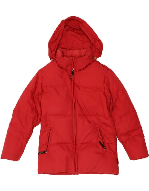 GEOX Girls Hooded Padded Jacket 9-10 Years Red Polyamide