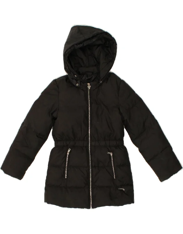 GUESS Girls Hooded Padded Jacket 6-7 Years Black Polyester