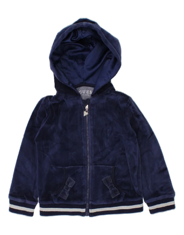 GUESS Girls Los Angeles Graphic Zip Hoodie Sweater 2-3 Years Navy Blue