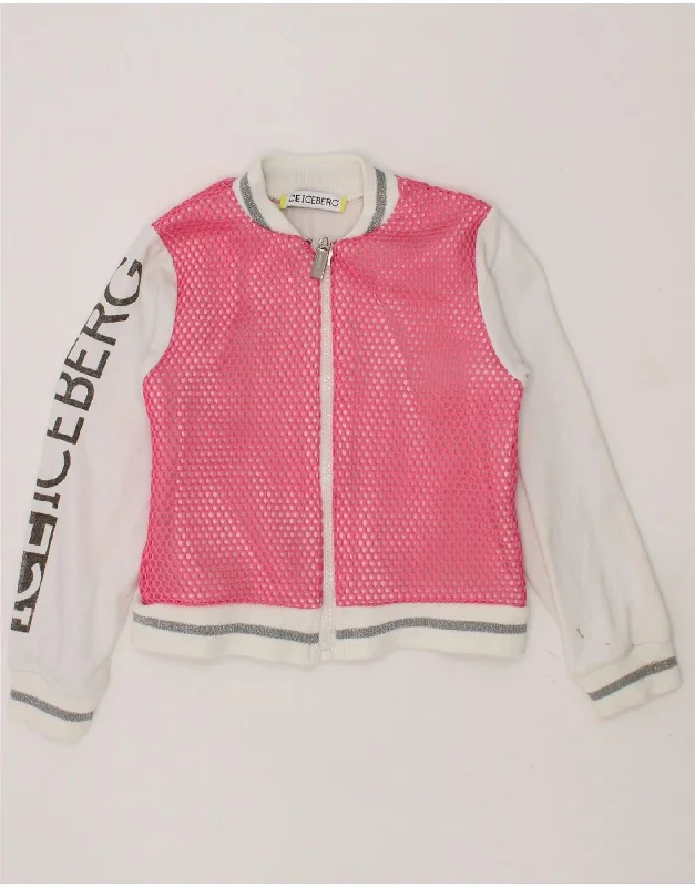 ICEBERG Girls Graphic Tracksuit Top Jacket 3-4 Years White Colourblock