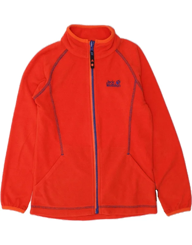 JACK WOLFSKIN Girls Fleece Jacket 7-8 Years Orange Polyester