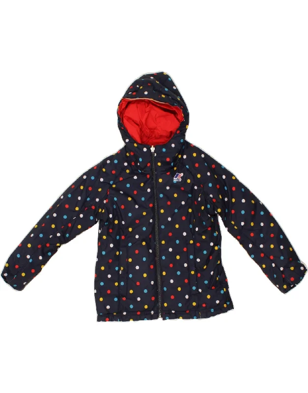 K-WAY Girls Hooded Reversible Windbreaker Jacket 5-6 Years Navy Blue