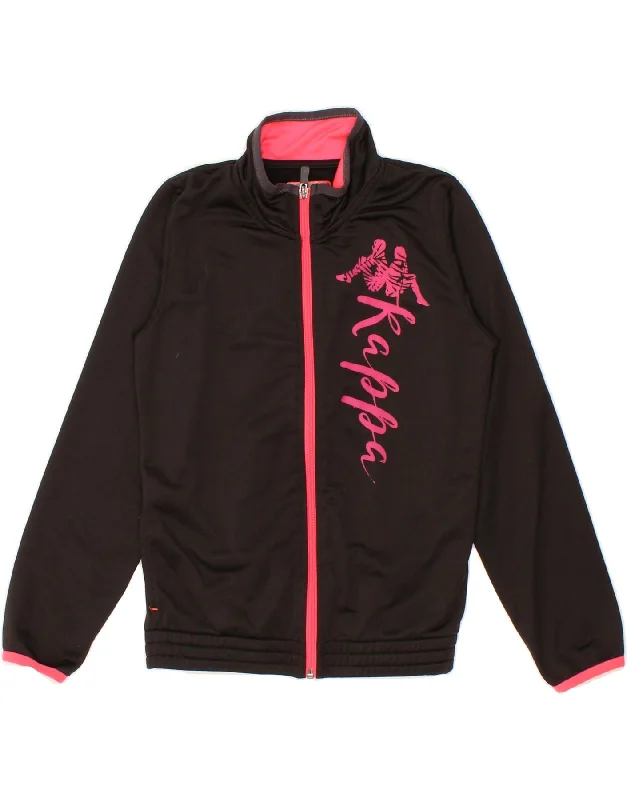 KAPPA Girls Graphic Tracksuit Top Jacket 10-11 Years Black