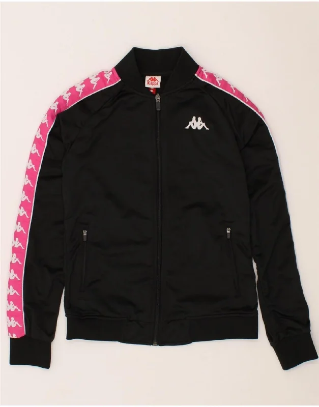 KAPPA Girls Graphic Tracksuit Top Jacket 13-14 Years  Black Polyester