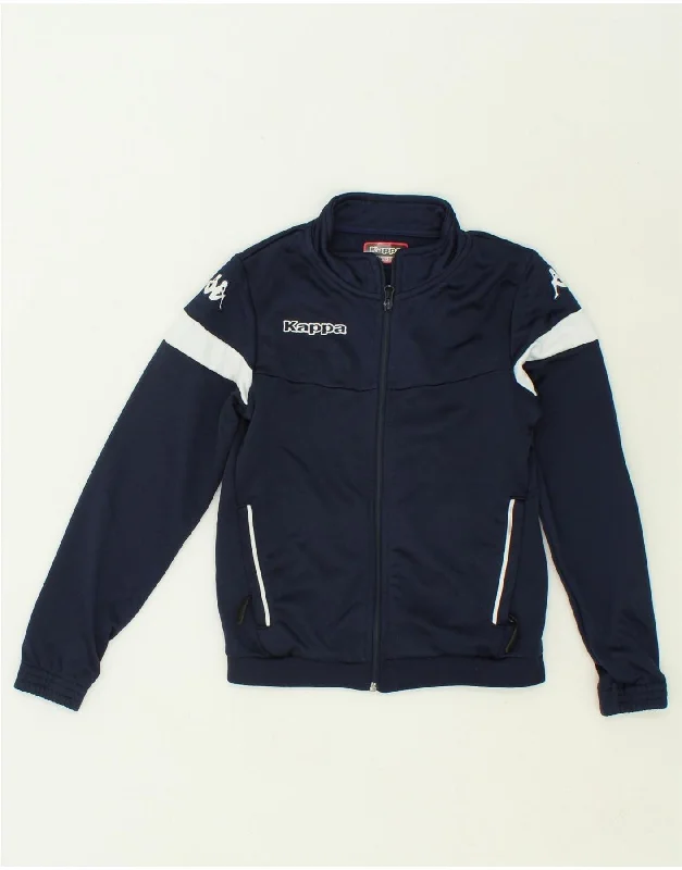 KAPPA Girls Graphic Tracksuit Top Jacket 9-10 Years Navy Blue Polyester