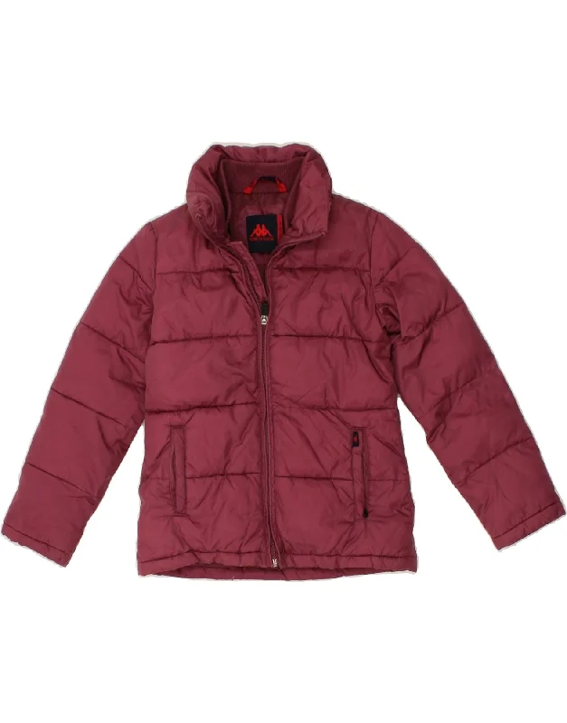 KAPPA Girls Padded Jacket 7-8 Years Maroon Polyamide