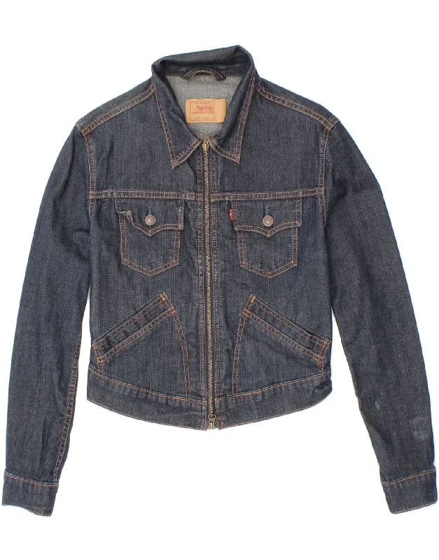 LEVI'S Girls Crop Denim Jacket 8-9 Years  Medium  Navy Blue Cotton