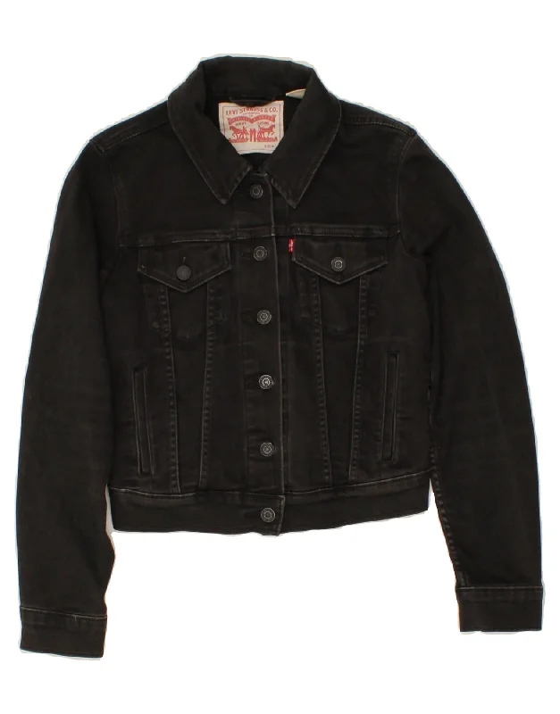 LEVI'S Girls Denim Jacket 10-11 Years Medium Black Cotton