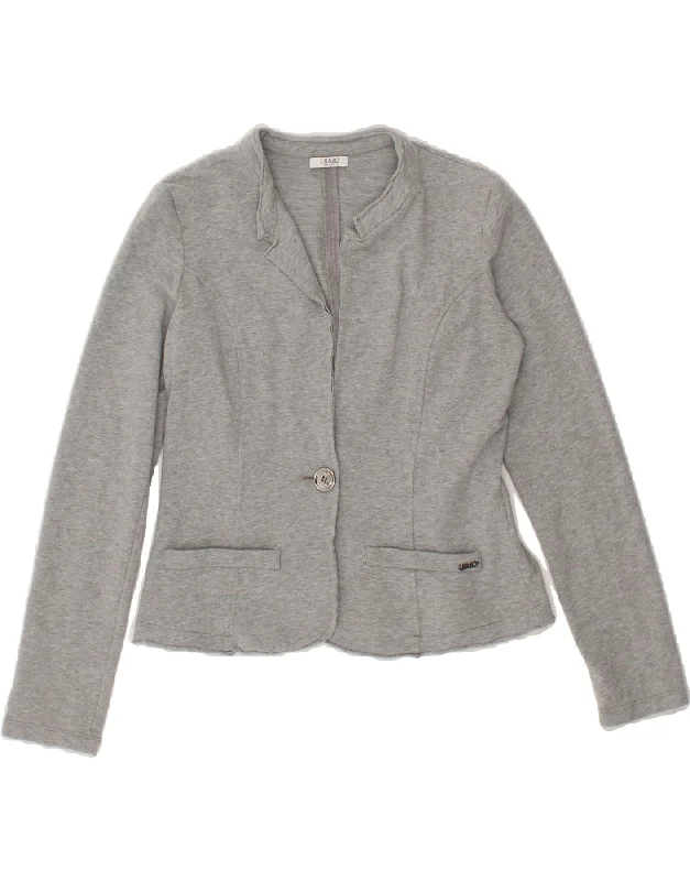 LIU JO Girls Crop 1 Button Blazer Jacket 13-14 Years Grey Cotton