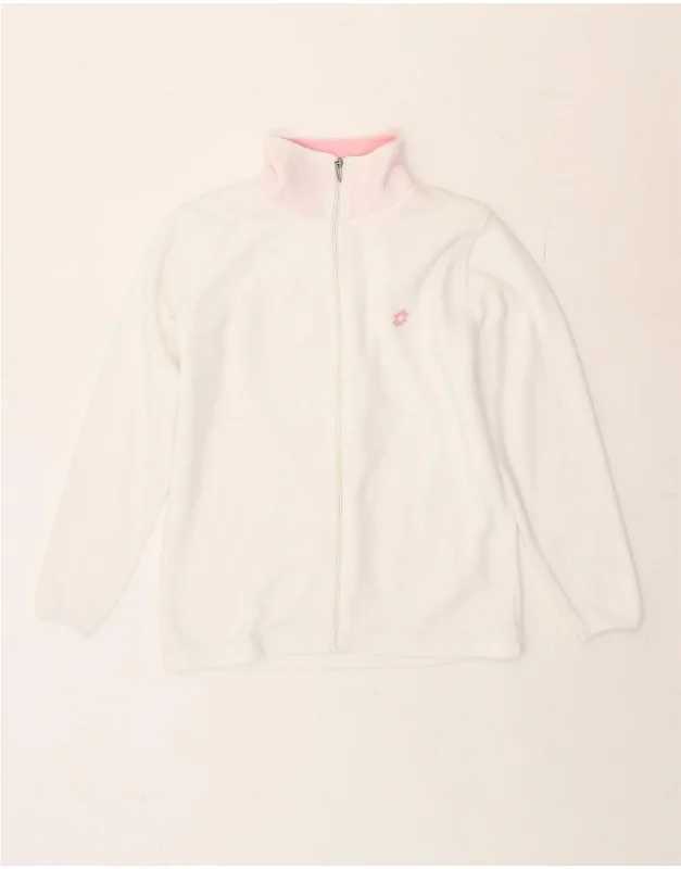 LOTTO Girls Fleece Jacket 9-10 Years White Polyester