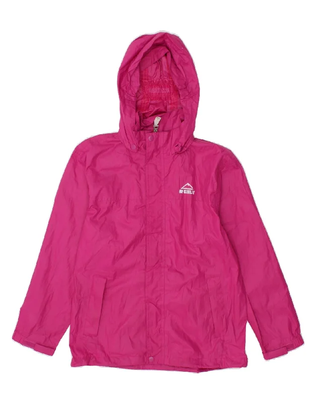 MC KINLEY Girls Hooded Rain Jacket 9-10 Years Pink Polyester