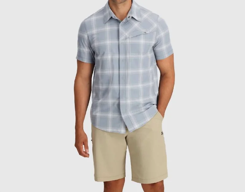 Men's Astroman Short Sleeve Sun Shirt In Lead Plaid