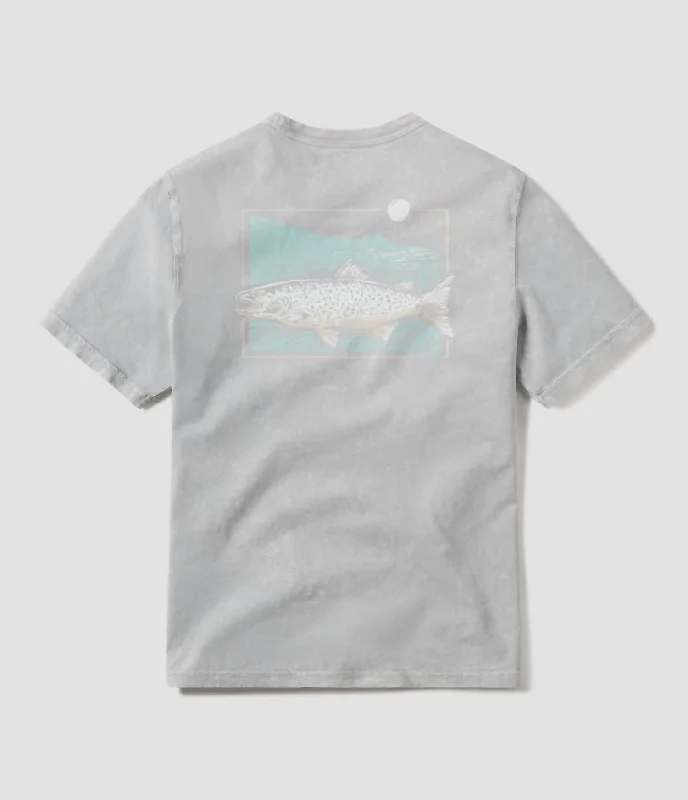 Men's Linocut Trout Short Sleeve Tee In Mirage