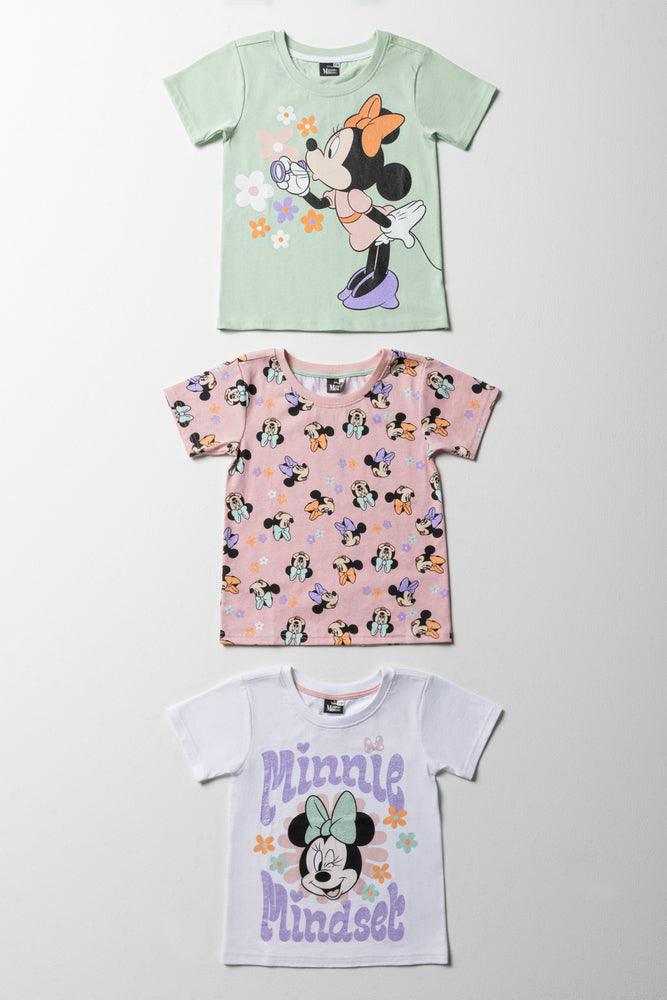 Minnie Mouse 3 Pack Short Sleeve T-Shirts White, Pink & Green