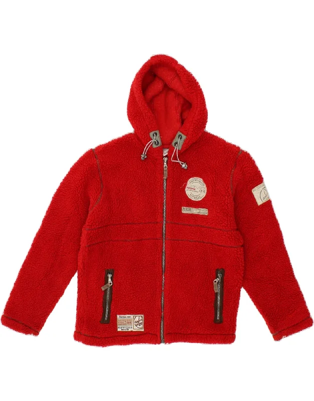 MURPHY & NYE Girls Graphic Hooded Fleece Jacket 11-12 Years XL Red