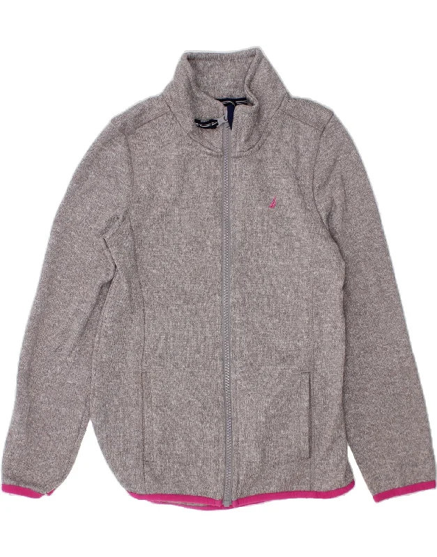 NAUTICA Girls Tracksuit Top Jacket 8-9 Years Medium Grey Polyester