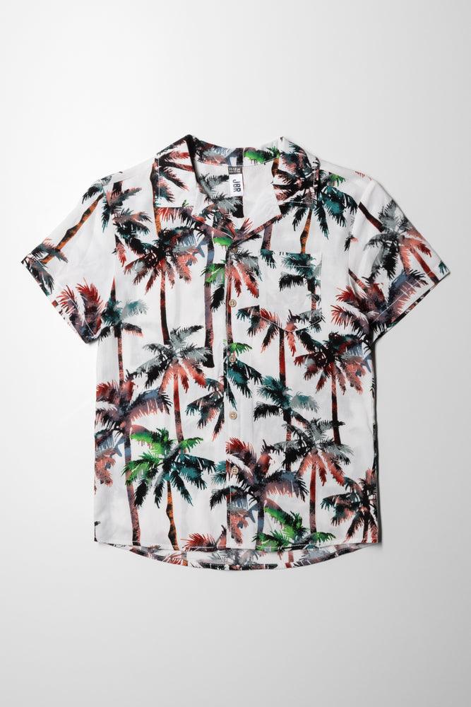 Palm Tree Short Sleeve Shirt White