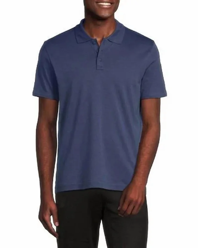 Pima Cotton Interlock Short Sleeve Polo In Naval Blue